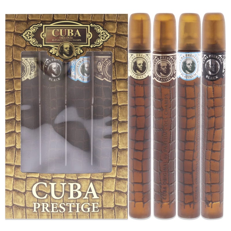 Cuba Prestige 4 Piece Gift Set for Men (Classic + Black + Platinum + Legacy) Eau De Toilette Spray 1.7 Ounce Each - Image 1